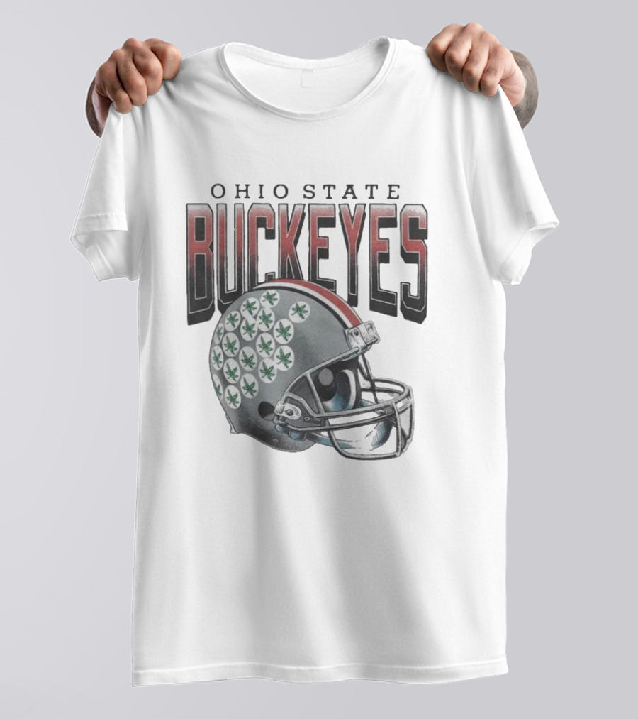 Ohio State Buckeyes Helmet With Leaf Stickers T-Shirt