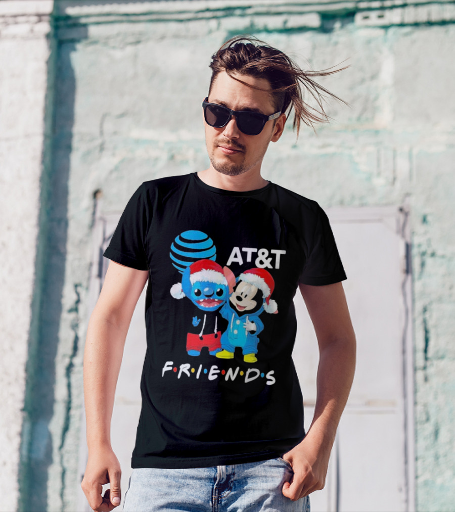 AT&T Stitch And Mickey Mouse Friends Merry Christmas T-Shirt