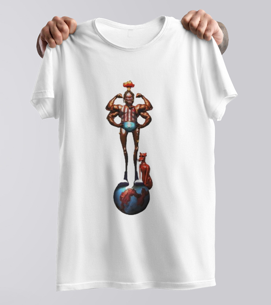 Travis Scott Circus Maximus Strongman And Feline On Globe T-Shirt
