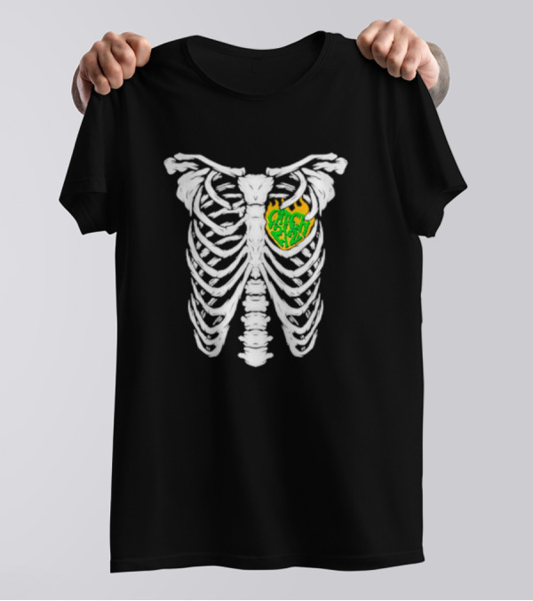 Catch 2 2 Never Die Skeleton Ribcage Flame T-Shirt