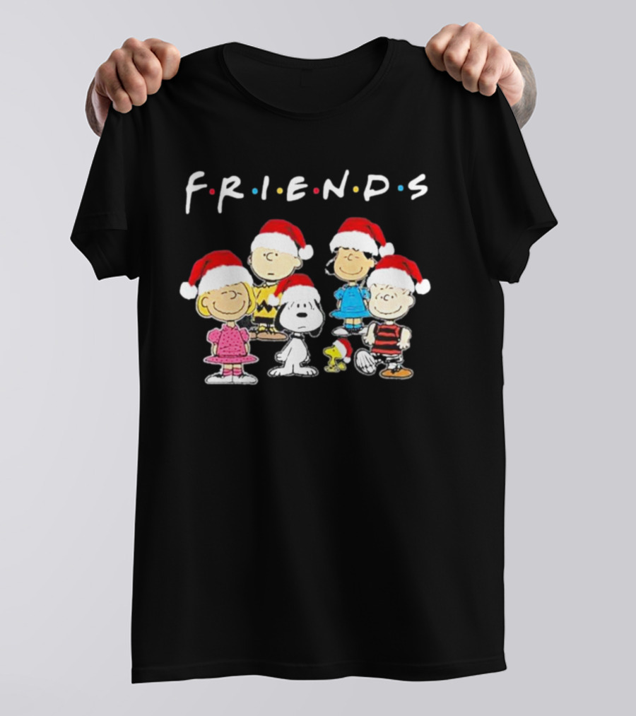 Charlie Brown Snoopy Woodstock Friends Christmas Santa Hats T-Shirt