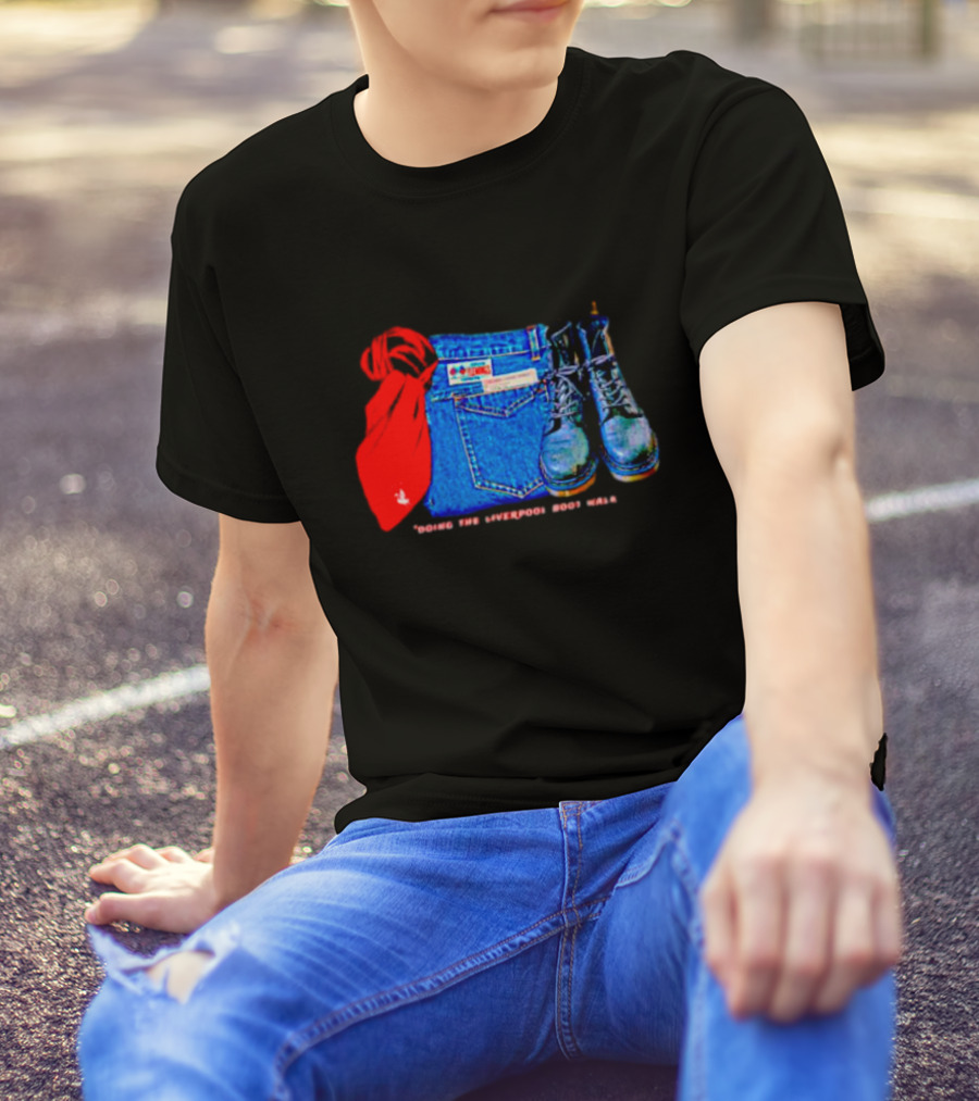 Red Scarf Denim And Boots Liverbird T-Shirt