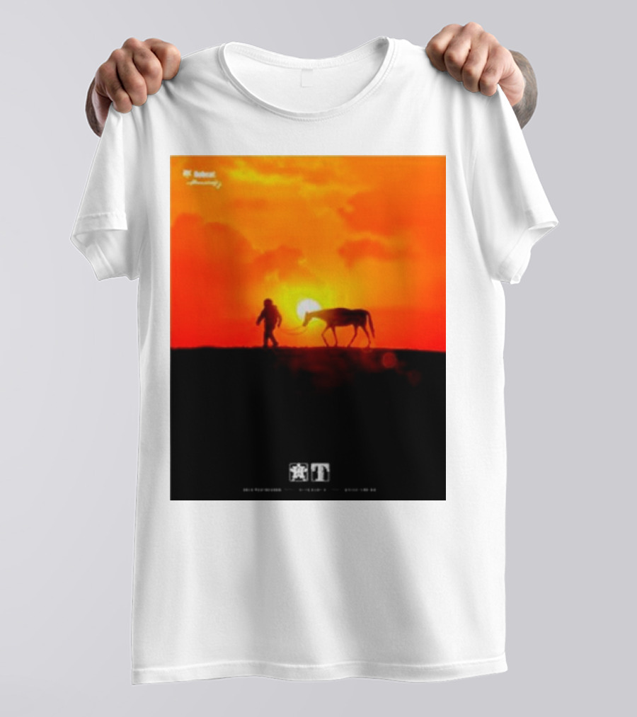 Houston Sunset Astronaut With Horse In Space City Meets Wild West T-Shirt