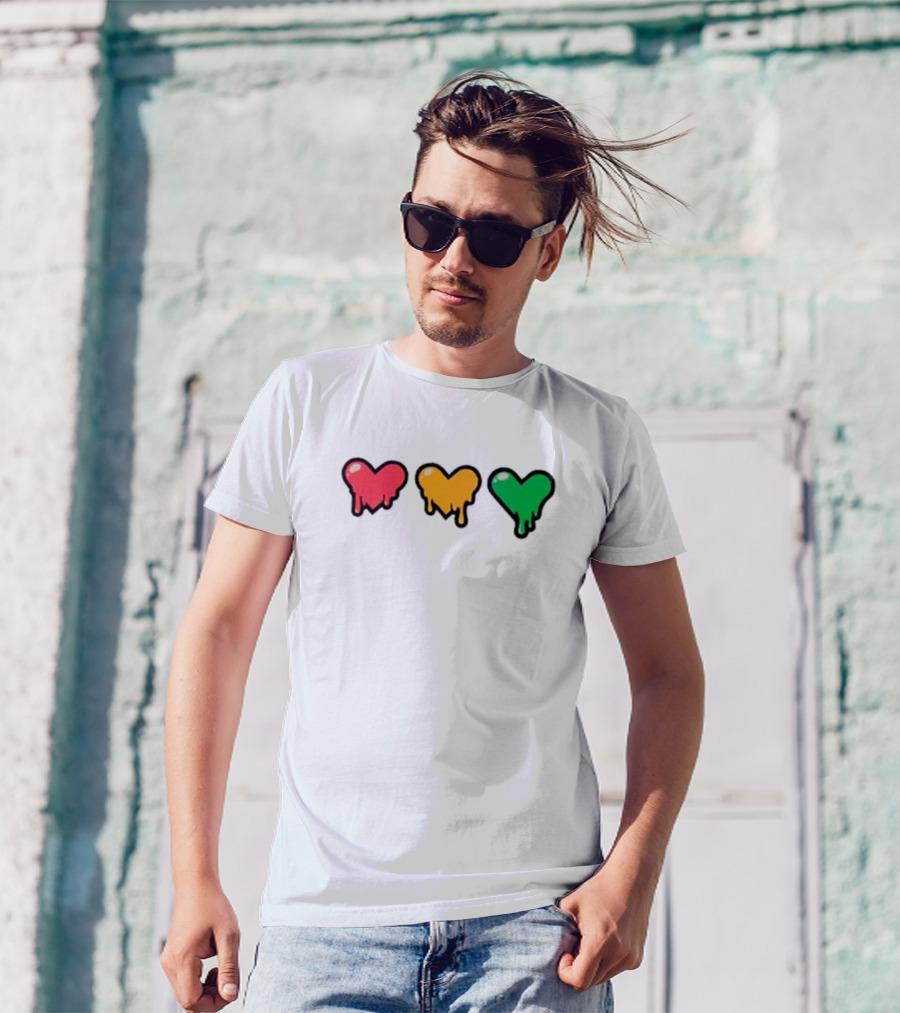 Life Series Heart Drip Trio Red Yellow Green T-Shirt