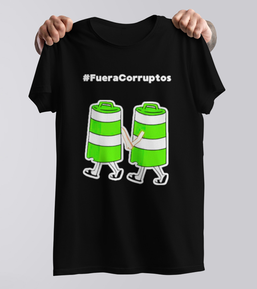 Paola Hurtado Uri Samayoa #Fueracorruptos Green Bins Handshake T-Shirt