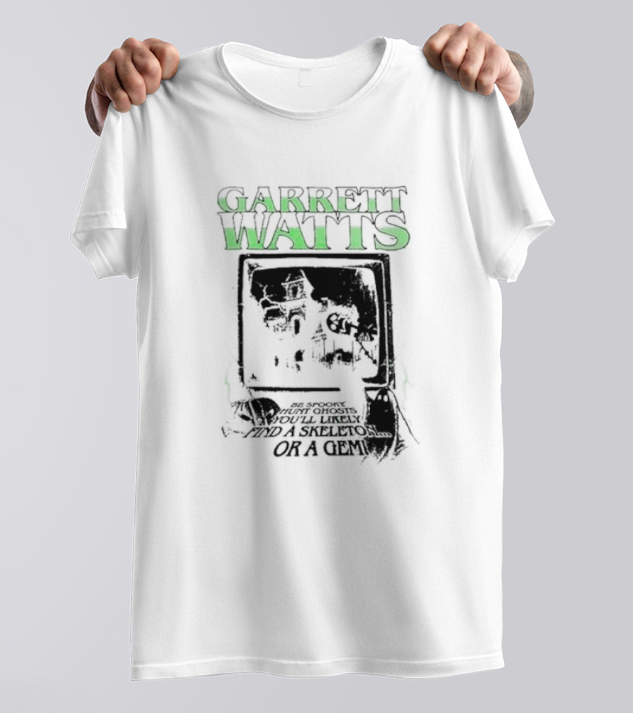 Garrett Watts Haunted Ghosts Skeleton Gem TV House Image T-Shirt