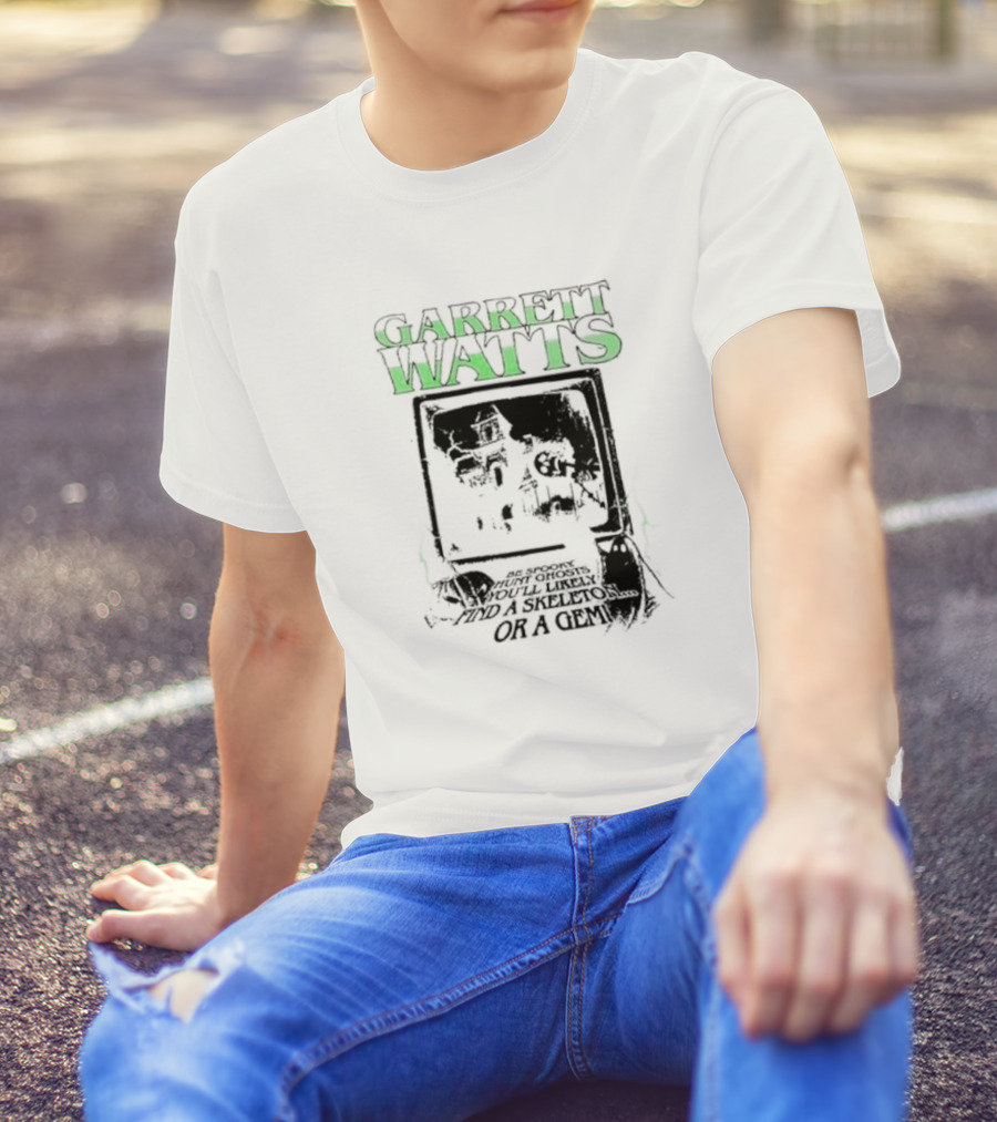 Garrett Watts Haunted Ghosts Skeleton Gem TV House Image T-Shirt