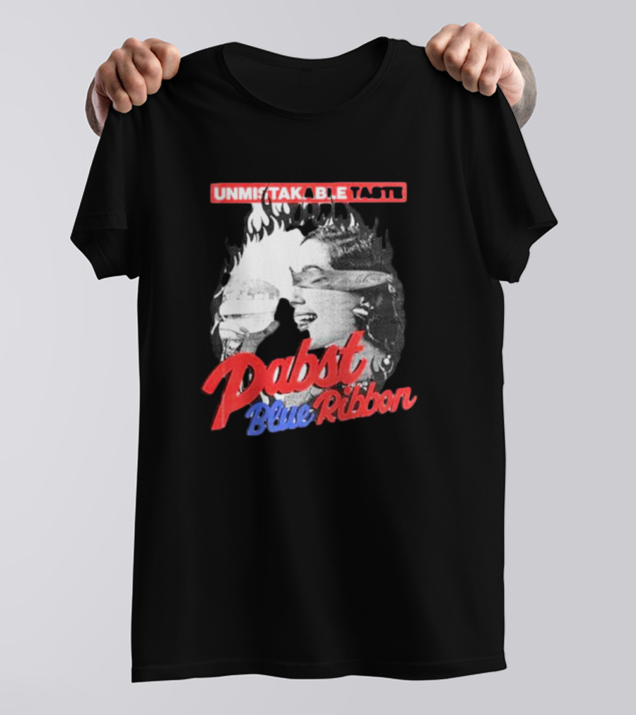 Unmistakable Taste Pabst Blue Ribbon Fiery T-Shirt