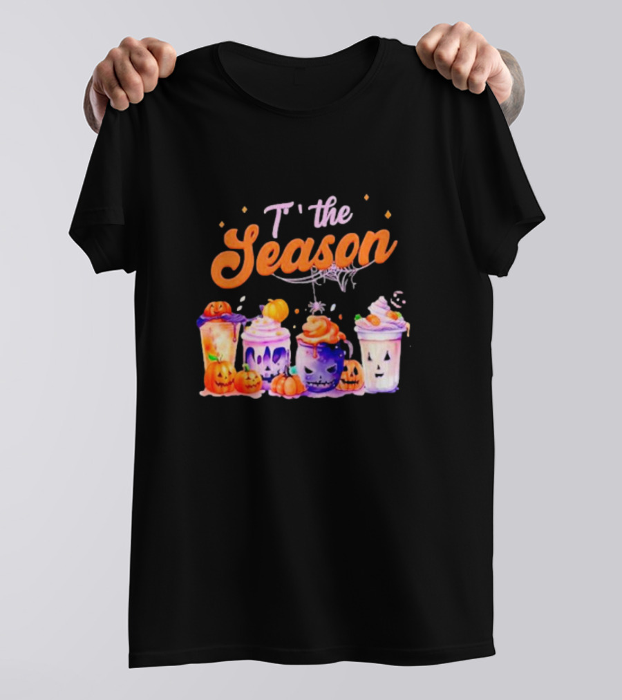 Sandjest Halloween Tis The Season Pumpkin Drinks T-Shirt