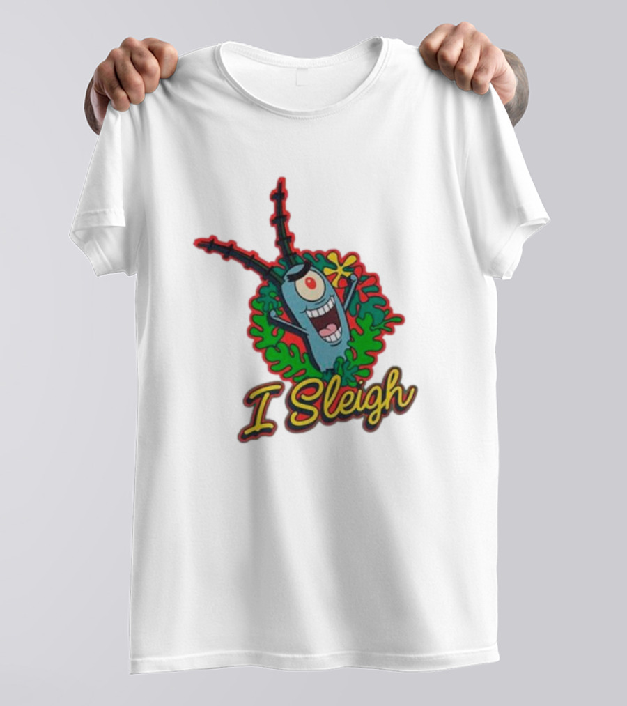 SpongeBob SquarePants Plankton I Sleigh Christmas Holiday Wreath T-Shirt