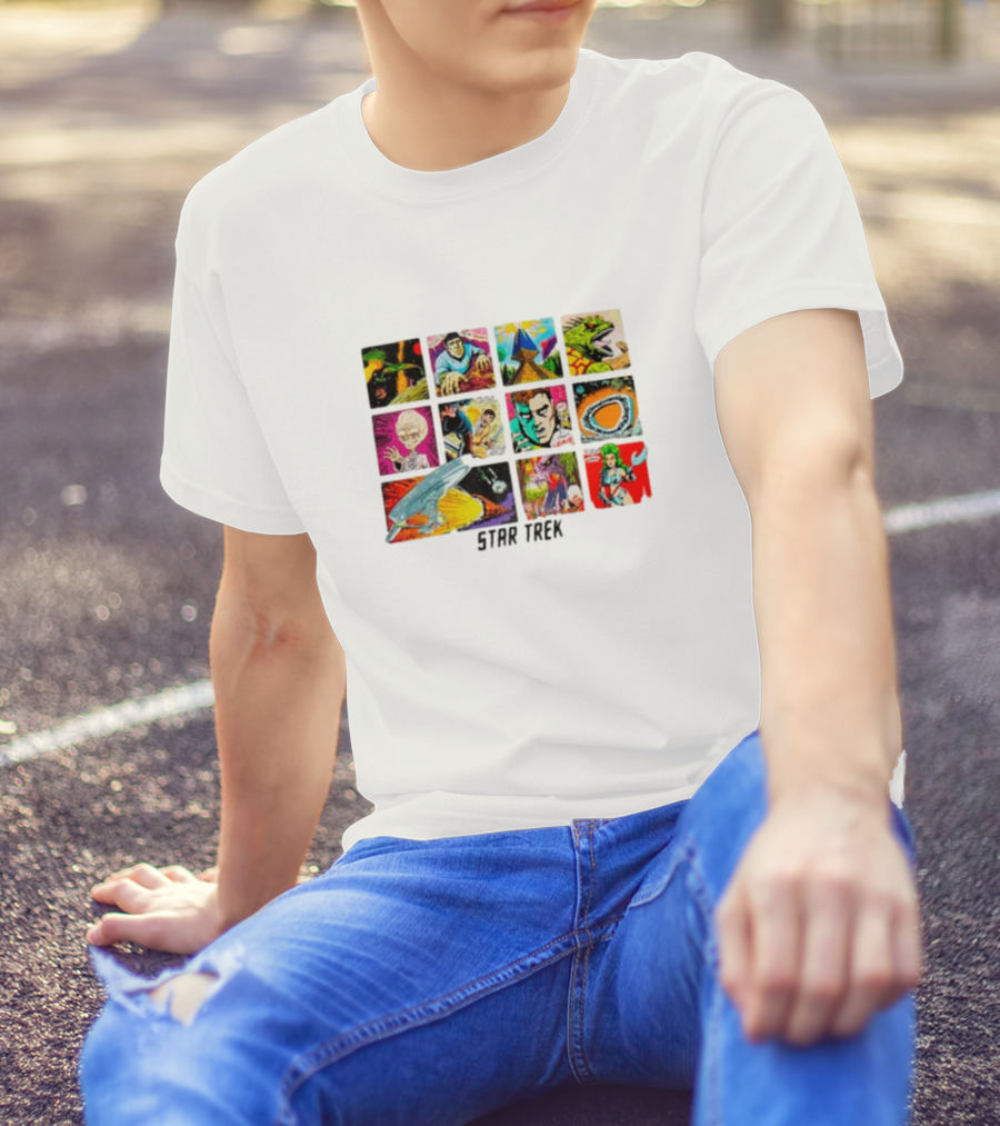 Star Trek Comic Book Classic Illustrated Scenes And Characters T-Shirt