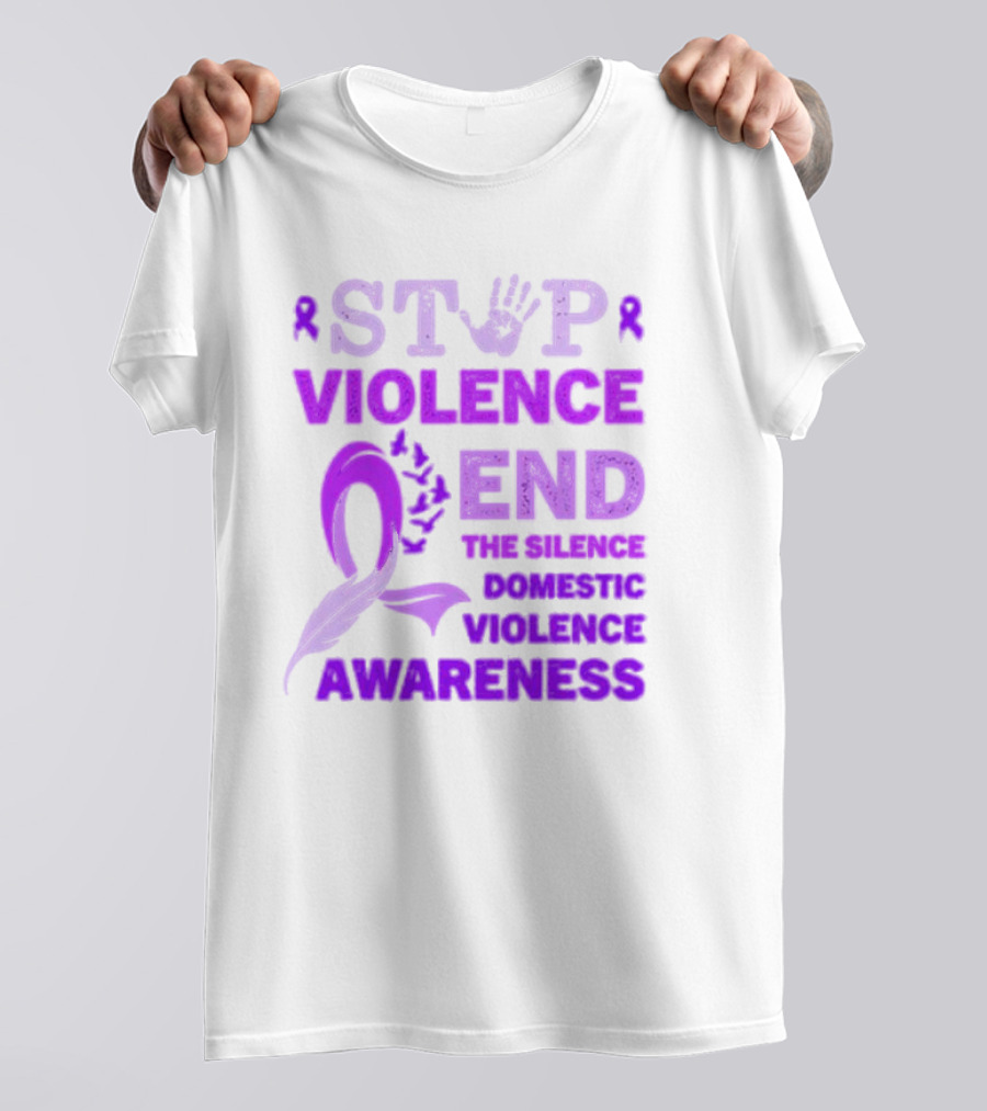 Stop Violence End The Silence Domestic Violence Awareness Purple T-Shirt
