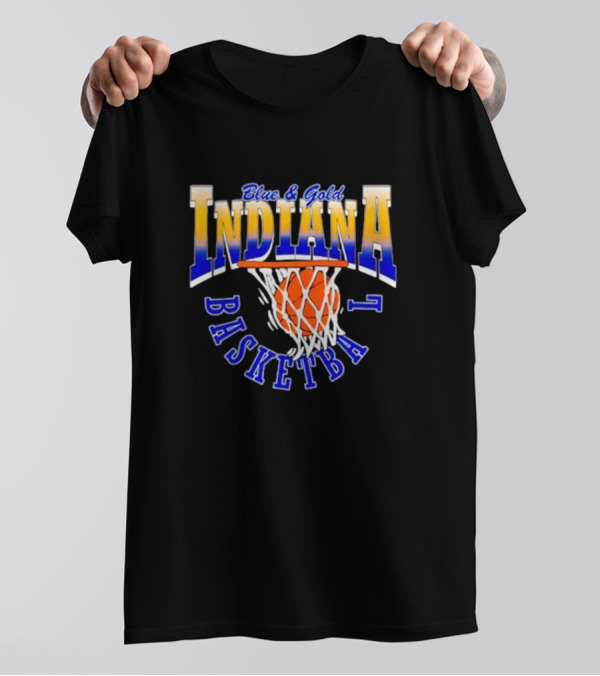 Blue And Gold Indiana Basketball 90’s Retro Style Hoops T-Shirt
