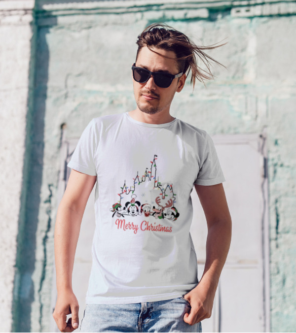 Merry Christmas Disney Castle With Disney Friends T-Shirt