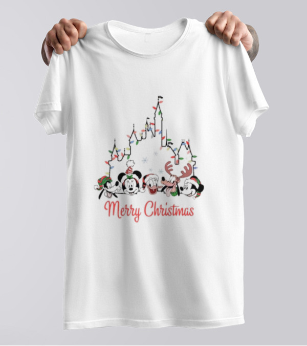 Merry Christmas Disney Castle With Disney Friends T-Shirt