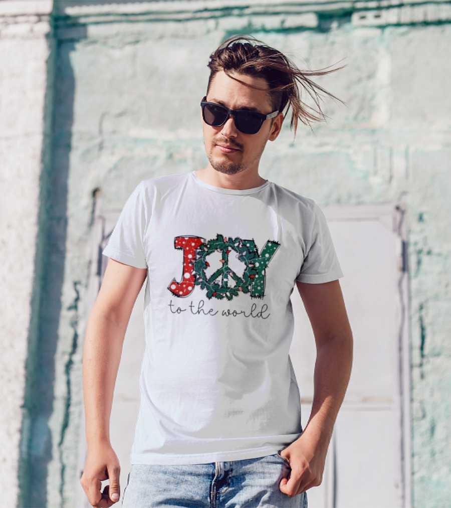 Joy To The World Christmas Wreath Peace T-Shirt