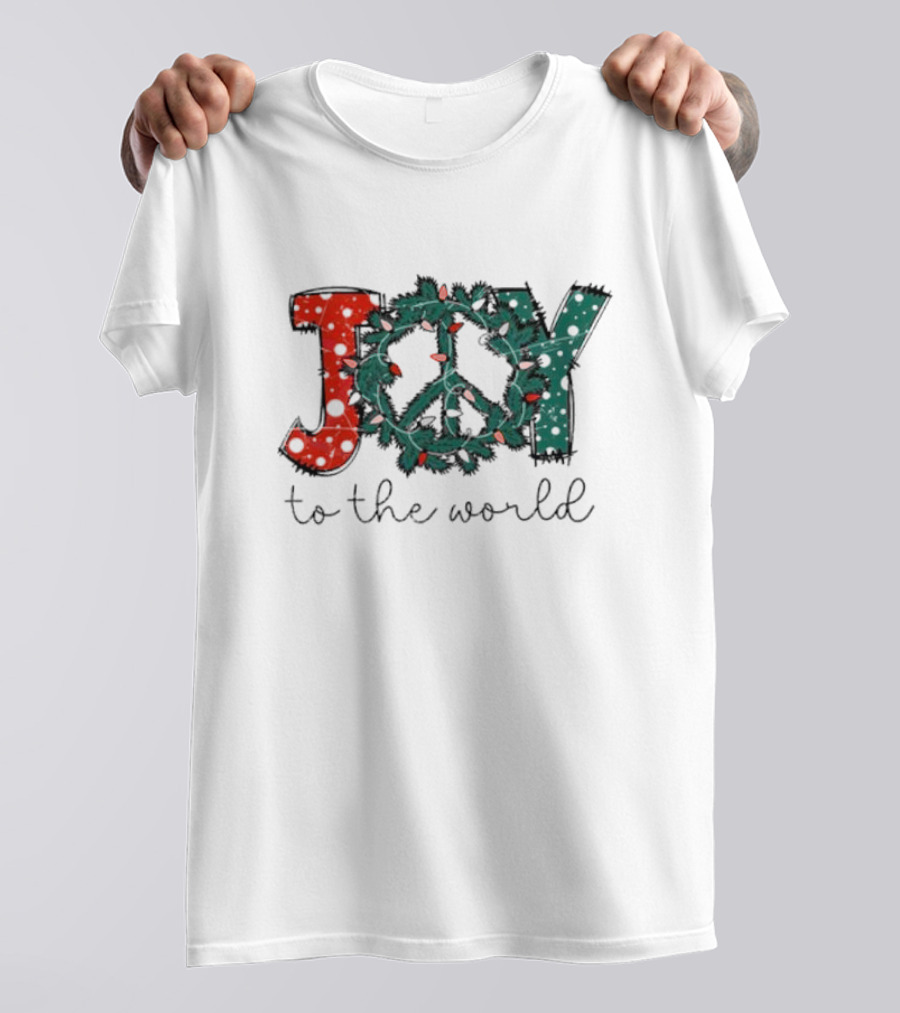 Joy To The World Christmas Wreath Peace T-Shirt