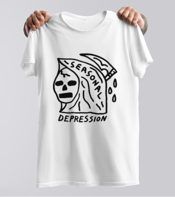 Seasonal Depression Grim Reaper With Scythe And Teardrops T-Shirt