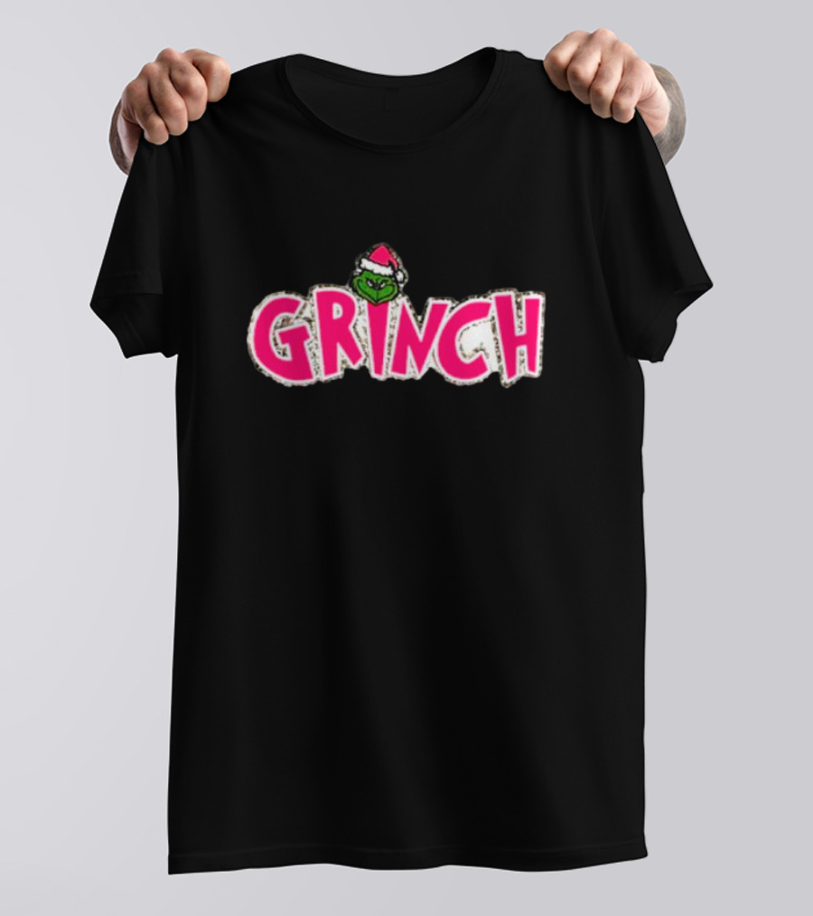 Grinch Santa Hat Pink T-Shirt