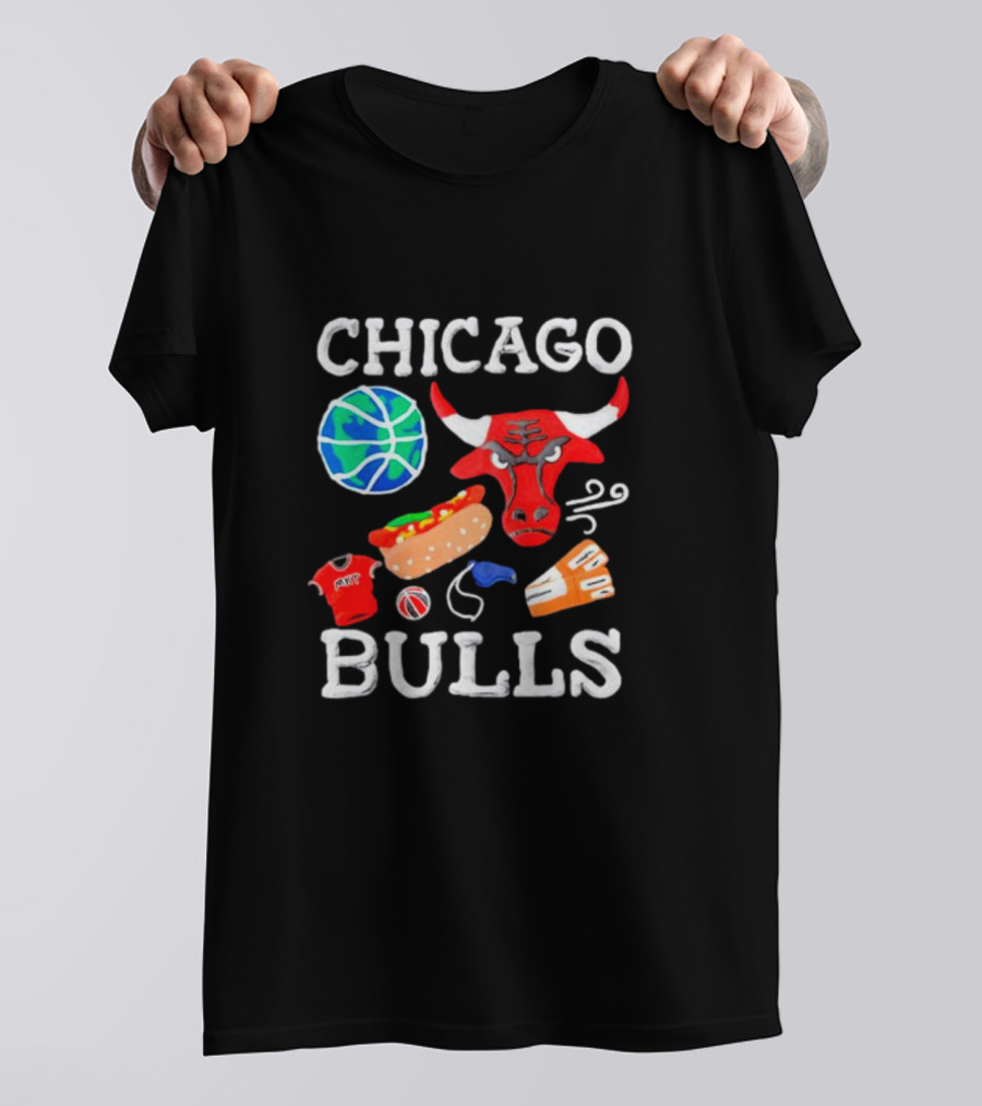 Chicago Bulls NBA Claymation Hot Dog Basketball Jersey Sneaker T-Shirt
