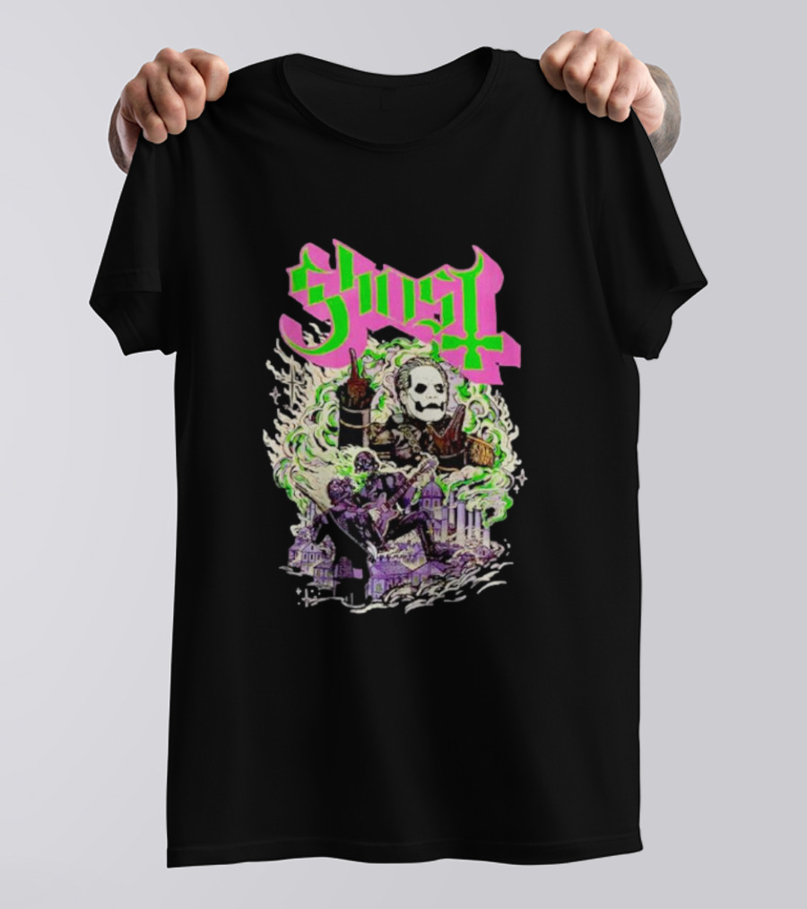 Ghost Cardinal Copia Psychedelic Gothic Smoky Scene T-Shirt