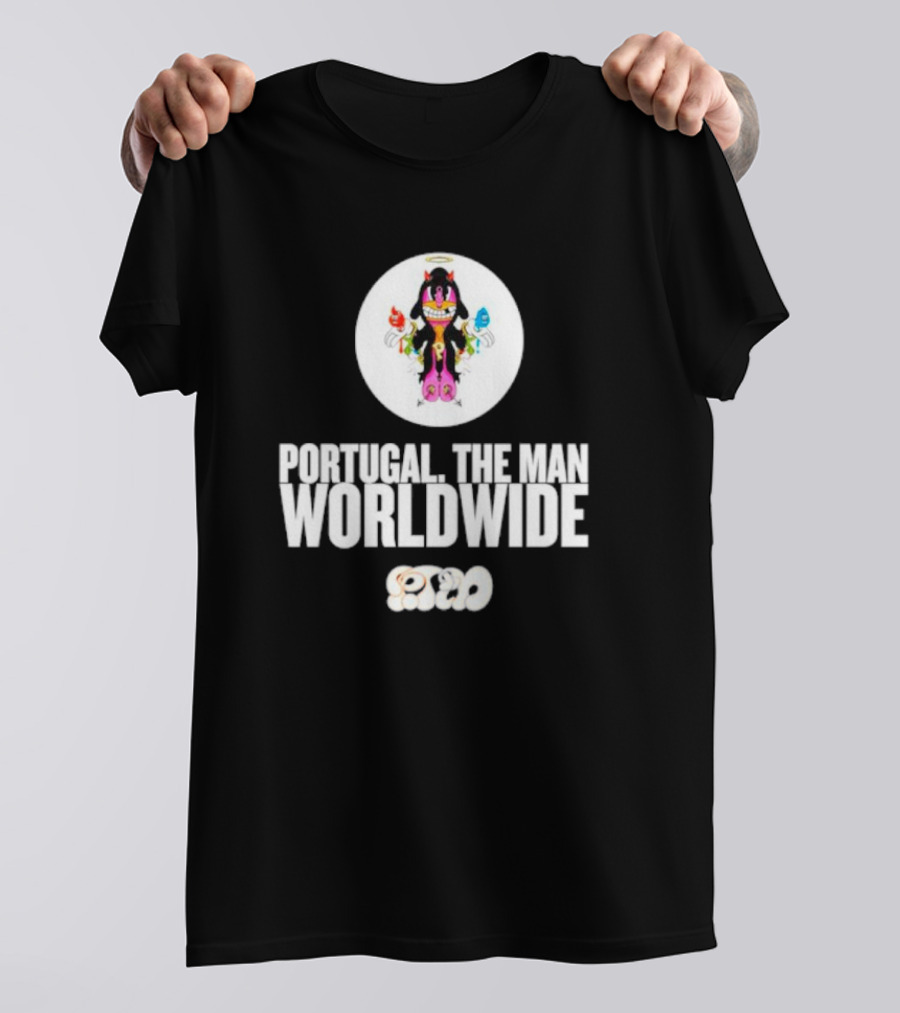 PORTUGAL. THE MAN WORLDWIDE CHARACTER WITH COLORFUL HANDS AND HALO T-Shirt