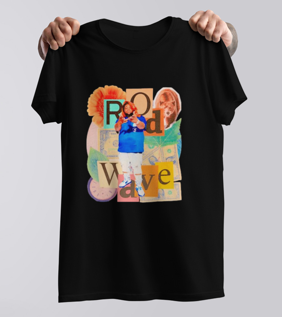 Rod Wave Vintage Bootleg Collage With Floral And Currency Elements T-Shirt