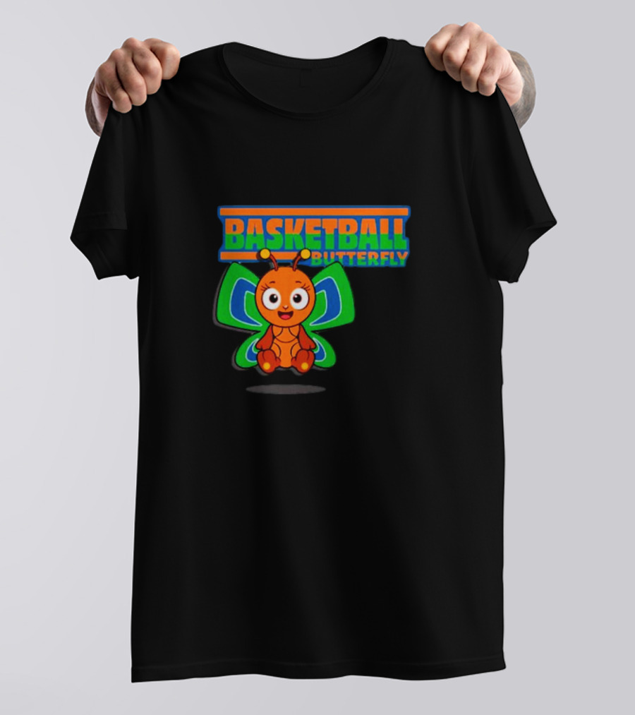 Basketball Butterfly Adorable Cartoon Character With Neon Colors T-Shirt