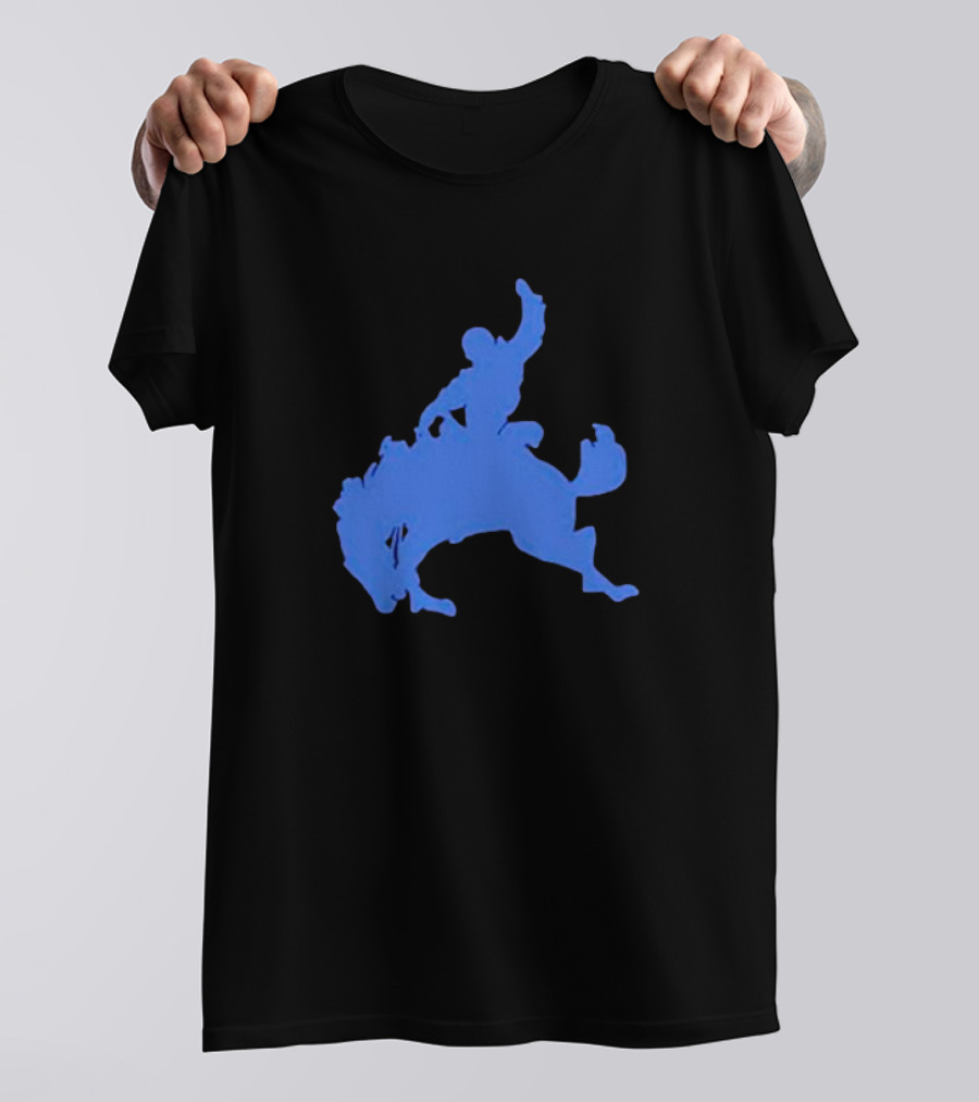 Bucking Bronco Silhouette Blue T-Shirt