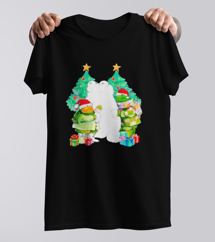 Frog And Toad Christmas Trees Presents Holiday Scene T-Shirt