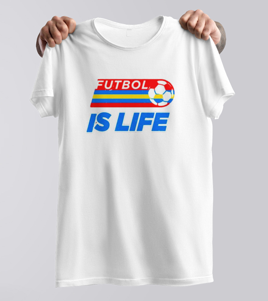 Futbol Is Life Retro Striped Soccer Ball T-Shirt