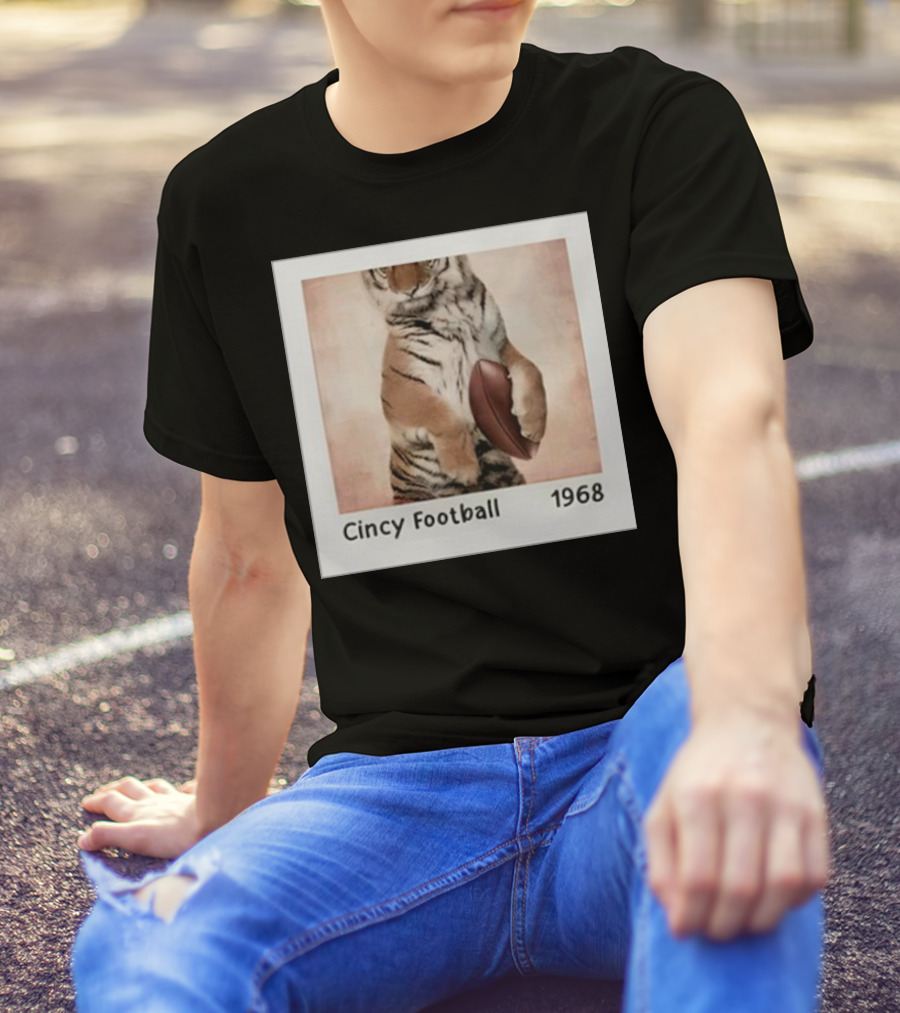 Cincy Football 1968 Tiger With Football T-Shirt