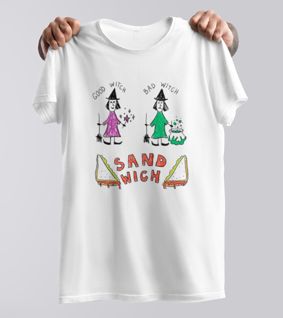 Good Witch Bad Witch Sandwich Funny Witchy Pun T-Shirt