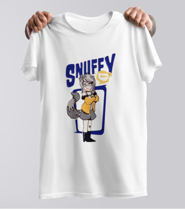 Snuffy Raccoon Character In Orange And Grey Outfit With Tail And Ears T-Shirt