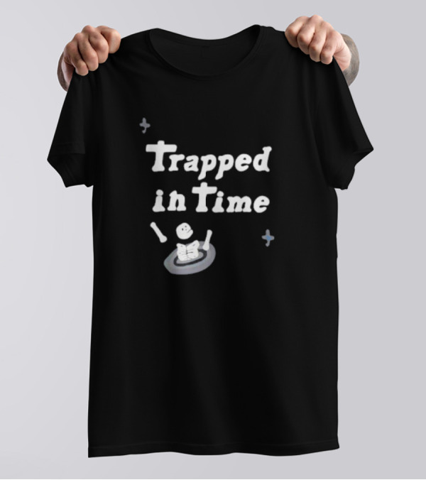 Trapped In Time Skeleton Reading A Book In A Boat With Sparks T-Shirt