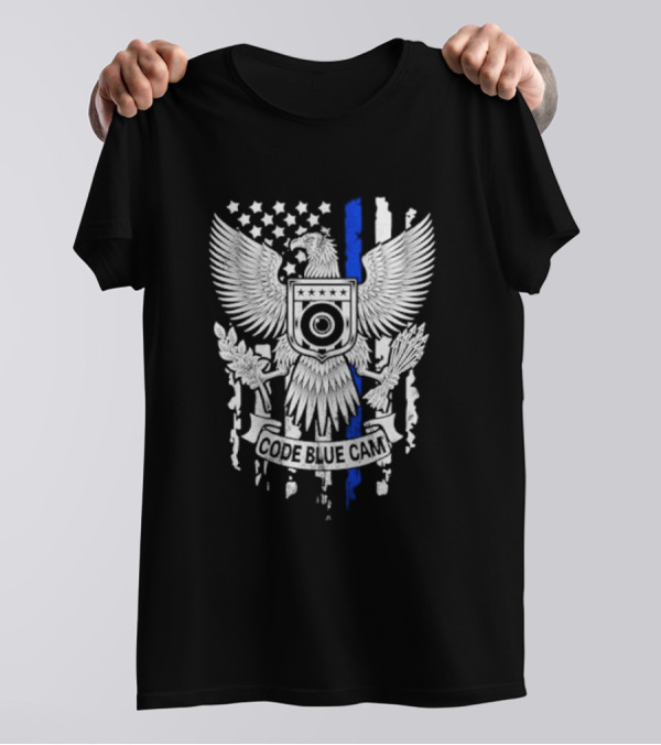 Code Blue Cam Eagle With USA Flag Elements And Thin Blue Line T-Shirt