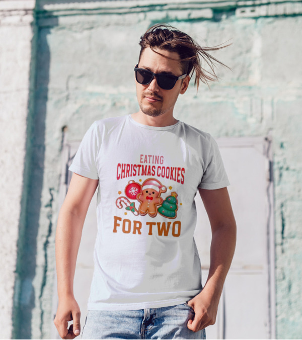 Eating Christmas Cookies For Two Gingerbread Tree Ornaments T-Shirt
