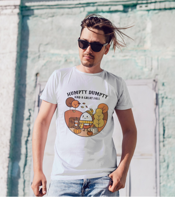 Humpty Dumpty Had A Great Fall Autumn Scene With Pumpkins And Leaves T-Shirt