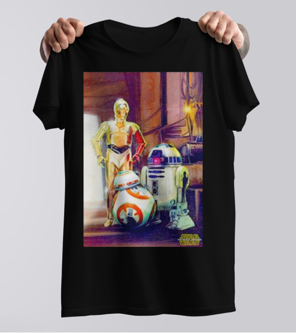 Three Droids C-3PO R2-D2 BB-8 Star Wars The Force Awakens T-Shirt