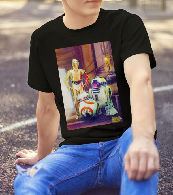 Three Droids C-3PO R2-D2 BB-8 Star Wars The Force Awakens T-Shirt