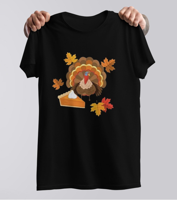 Turkey And Pie With Autumn Leaves T-Shirt