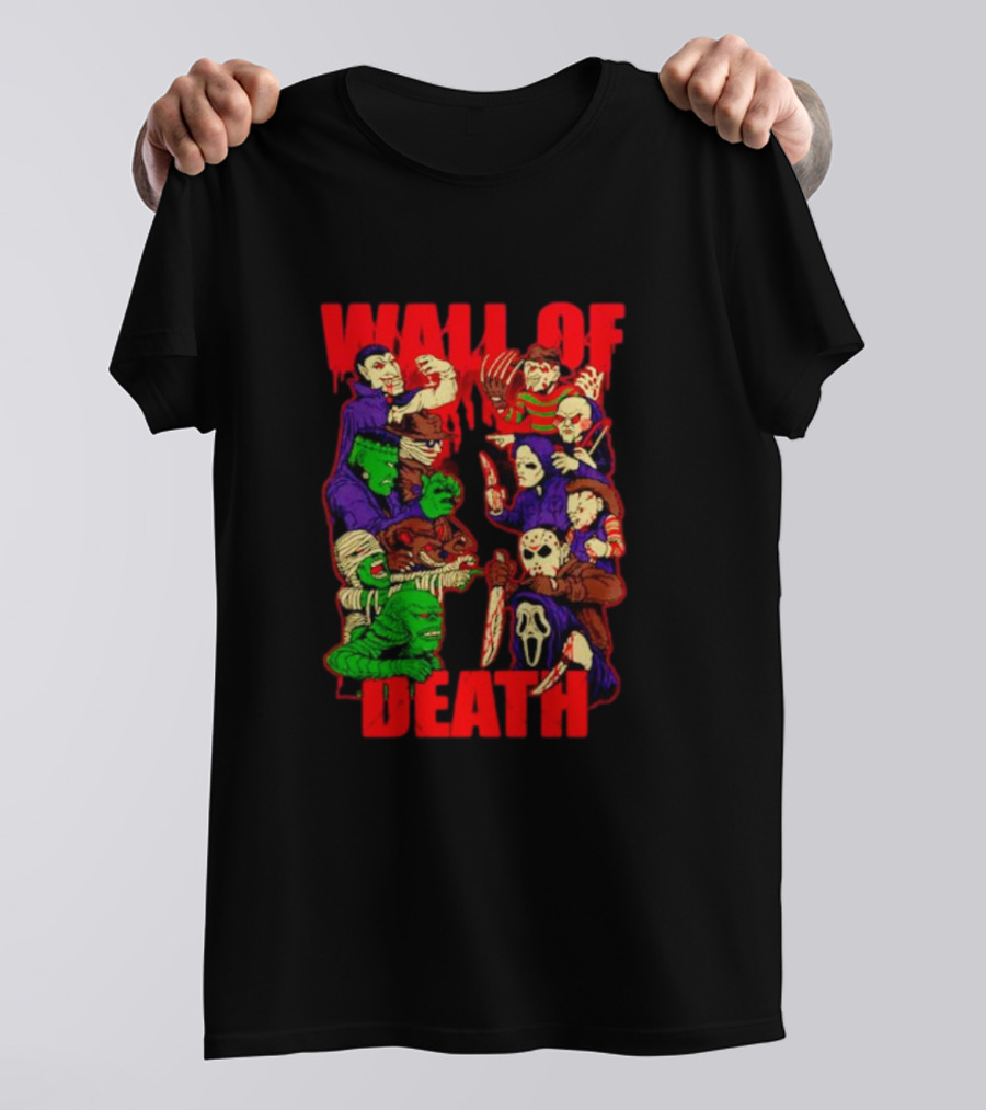 Wall Of Death Monster Horror Icons Collage T-Shirt