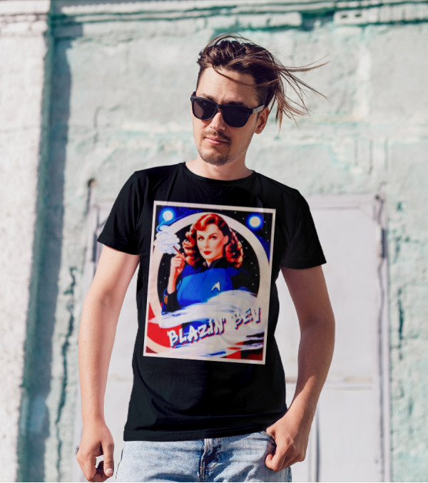 Blazin' Bev Retro Space Pioneer With Star Emblem T-Shirt
