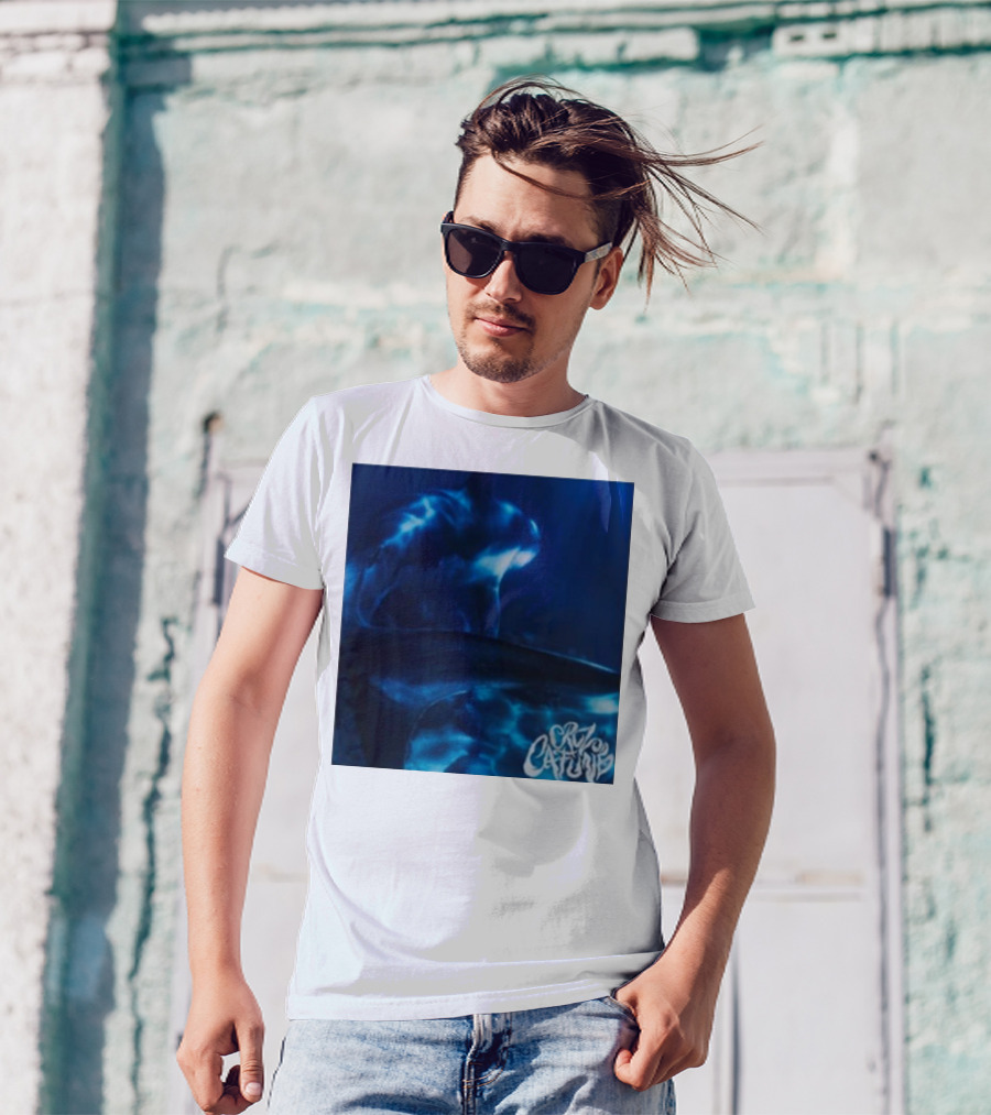 Cruz Cafune Blue Shark Ocean Scene T-Shirt