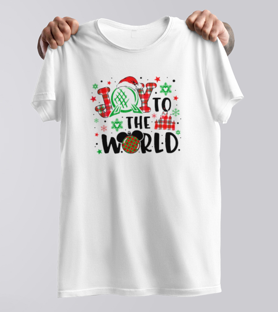 Joy To The World Disney Castle Mickey Epcot Holiday T-Shirt