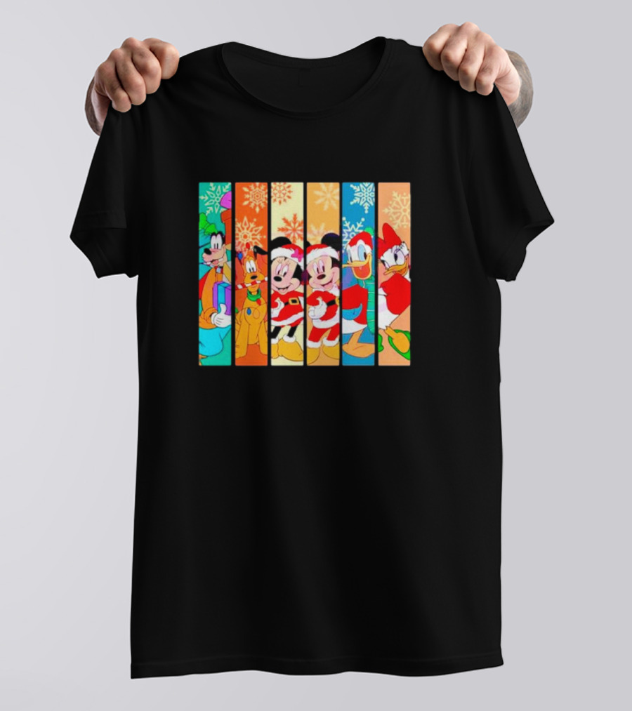 Mickey And Friends Christmas Santa Snowflakes Festive Vibe T-Shirt