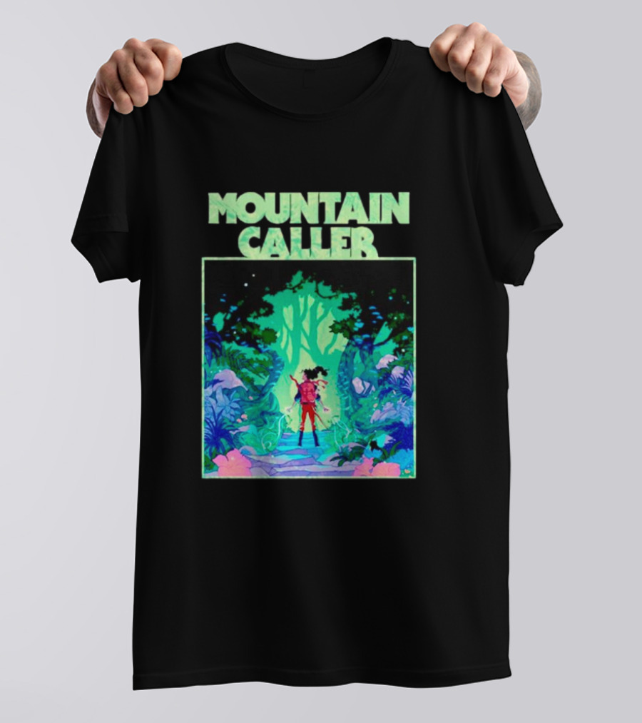 Mountain Caller Green Leaves Enchanted Forest Explorer T-Shirt