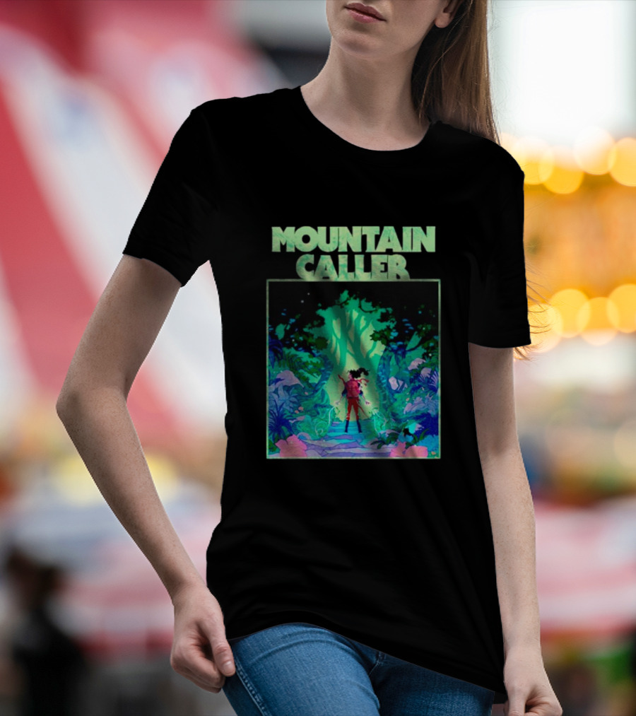 Mountain Caller Green Leaves Enchanted Forest Explorer T-Shirt