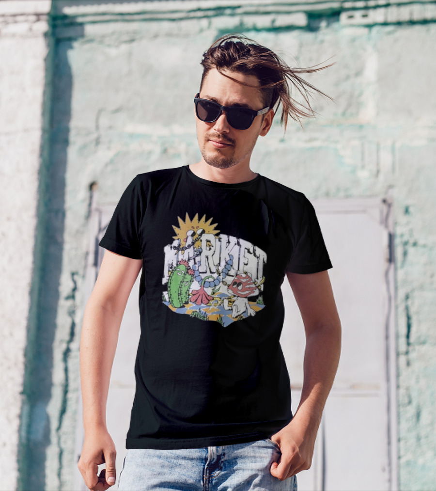 Market Fantasy Farm Mushroom Cactus Sunburst T-Shirt