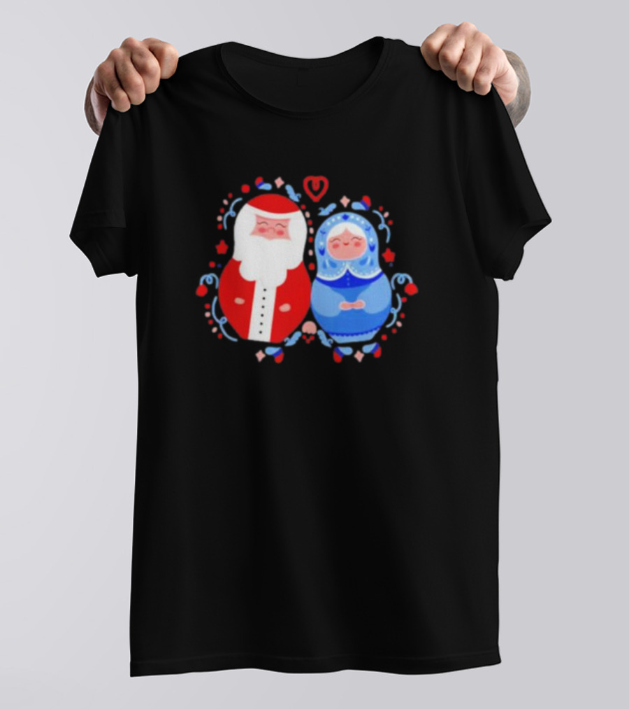 Christmas Santa And Snow Maiden Mamushkas With Festive T-Shirt